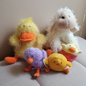 Cute farm animal plush ducks and lamb stuffed animal set of 5